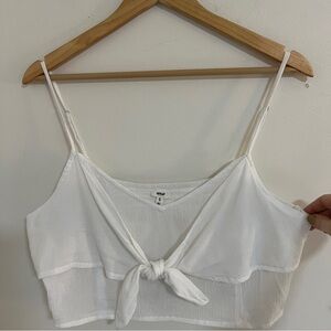 Aerie White Linen Style Crop Top Size XL